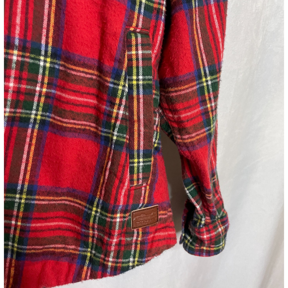 Women's XL L.L.Bean Red Scotch Plaid Flannel Cotton Relaxed Hoodie - Picture 3 of 6